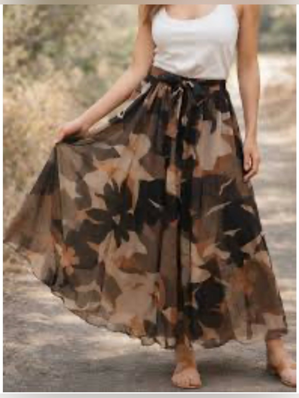 Live 4 Truth Maxi Boho Flowy Skirt Brown Medium NWOT